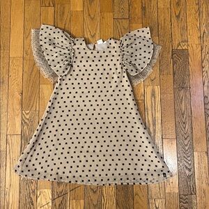 Deux par Deux Beige Dress with Black Squares